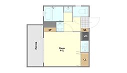 シティマンション大橋南No.10 ワンルームの間取図画像