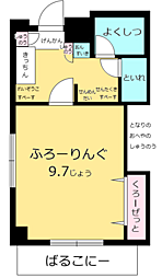 ラセルカシオン 1Kの間取図画像