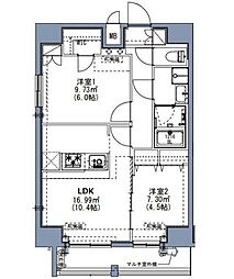S-RESIDENCE尾久azure 12階2LDKの間取り