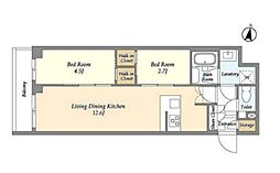 西武池袋線 中村橋駅 徒歩7分の賃貸マンション 2階2LDKの間取り