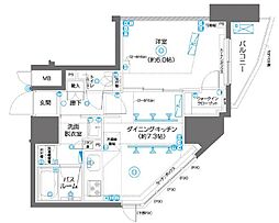 JR山手線 駒込駅 徒歩7分の賃貸マンション 9階1DKの間取り