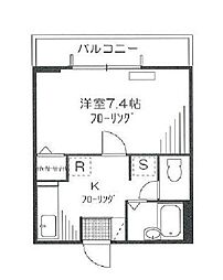 西武池袋線 中村橋駅 徒歩3分の賃貸マンション 3階1Kの間取り