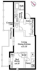 東京メトロ丸ノ内線 茗荷谷駅 徒歩12分の賃貸マンション 5階1LDKの間取り