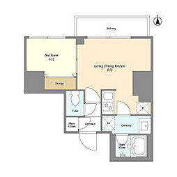 クラリティア西日暮里 1LDKの間取図画像
