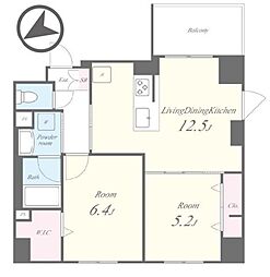 JR山手線 駒込駅 徒歩2分の賃貸マンション 5階2LDKの間取り