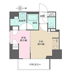 プライムアーバン西日暮里フロント 6階1DKの間取り