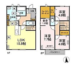 西武新宿線 都立家政駅 徒歩11分の賃貸一戸建て 1階3SLDKの間取り