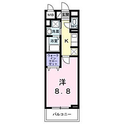 西武池袋線 石神井公園駅 徒歩32分の賃貸マンション 1階1Kの間取り