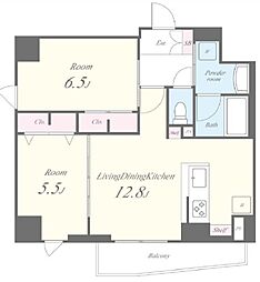 JR山手線 駒込駅 徒歩2分の賃貸マンション 7階2LDKの間取り