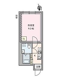 都営大江戸線 新江古田駅 徒歩7分の賃貸マンション 4階1Kの間取り