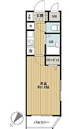 JR山手線 駒込駅 徒歩9分の賃貸マンション 4階1Kの間取り