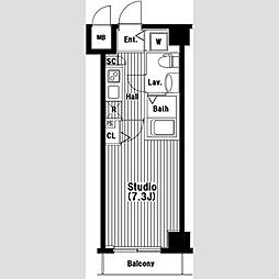 都営大江戸線 落合南長崎駅 徒歩3分の賃貸マンション 7階1Kの間取り