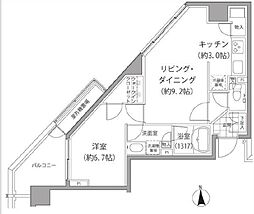 都営大江戸線 練馬駅 徒歩6分の賃貸マンション 2階1LDKの間取り