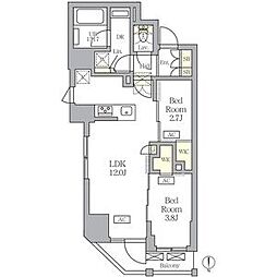 アジールコート王子 2LDKの間取図画像