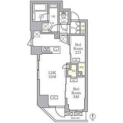 アジールコート王子 2LDKの間取図画像