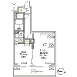 ミレーネ滝野川 1LDKの間取図画像