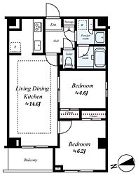 フュージョナル王子リコット 2LDKの間取図画像