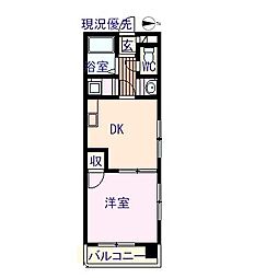 テラス辰 1DKの間取図画像