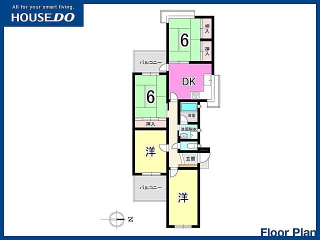間取り リヴィエール本城B棟 中古マンション 本城小・中学校 5階/-