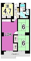 第22プリンスマンション 3LDKの間取図画像