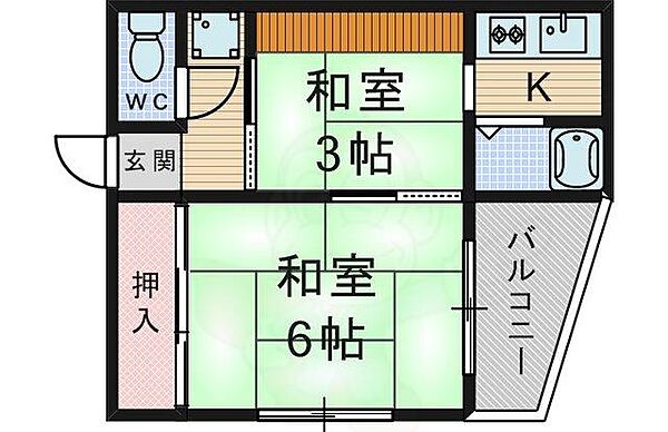 大阪府豊中市柴原町５丁目(賃貸アパート2K・1階・25.00㎡)の写真 その2