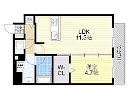 北大阪急行電鉄 緑地公園駅 徒歩7分の賃貸マンション 4階1LDKの間取り