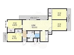 エバーグリーングランド曽根A棟 4LDKの間取図画像