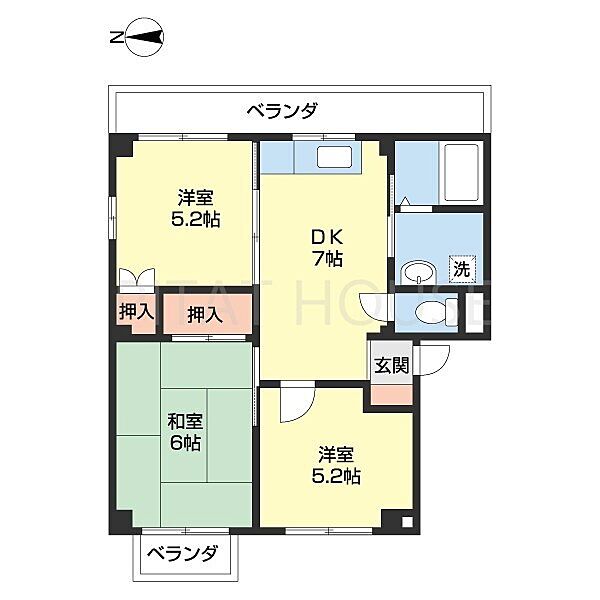 エメラルドハイツ 301｜和歌山県和歌山市杭ノ瀬(賃貸マンション3DK・3階・47.03㎡)の写真 その2