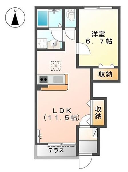 ラ・カーサHANA 103｜和歌山県和歌山市本脇(賃貸アパート1LDK・1階・44.90㎡)の写真 その2