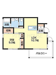 コーポ華 1階1LDKの間取り