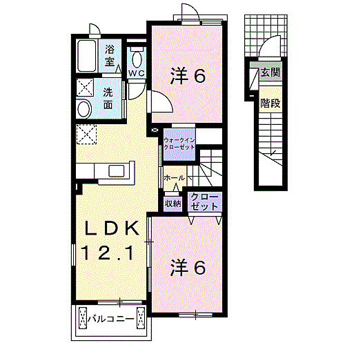 ポン・ヴェルサン　I 203｜和歌山県和歌山市六十谷(賃貸アパート2LDK・2階・58.21㎡)の写真 その2