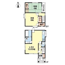 JR和歌山線 岩出駅 徒歩29分の賃貸一戸建て 1階2LDKの間取り
