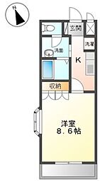プロニティ沖ノ城 1階1Kの間取り