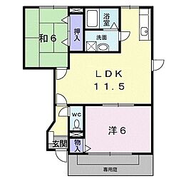 プラティーク・Ｋ　I 1階2LDKの間取り