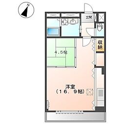 プレサスヒルズ 1階1LDKの間取り