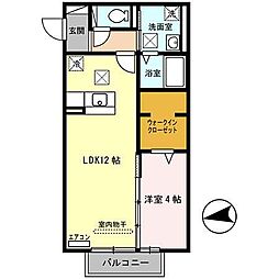 パール リーフ高松 1階1LDKの間取り