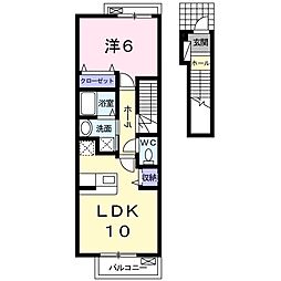 プリムローズ　II 2階1LDKの間取り
