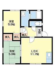 グラン・ファーム 1階2LDKの間取り