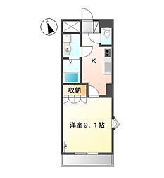 アムール・ミナト 2階1Kの間取り