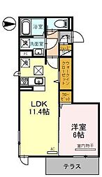D-room宇須　光 1階1LDKの間取り