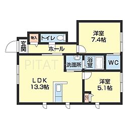 アン・セリジェ 1階2LDKの間取り
