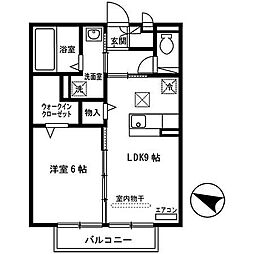 フェリーチェ小雑賀B棟 1LDKの間取図画像