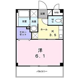 プランドール 2階1Kの間取り