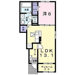 ヴァンヴェール西浜ＲＳ 1階1LDKの間取り