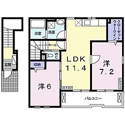 シャルパンティエ　III 2階2LDKの間取り