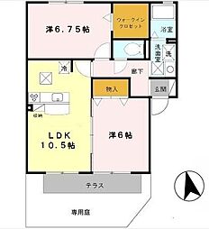 サンヴィレッジ田尻 2LDKの間取図画像