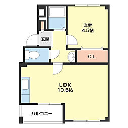 サンワ浜の宮マンション 1LDKの間取図画像