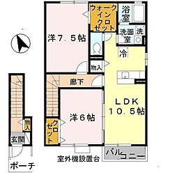 カーサモニカA 2LDKの間取図画像