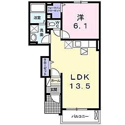グロワールB 1LDKの間取図画像