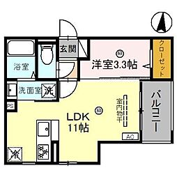 和歌山市黒田アパート 1LDKの間取図画像